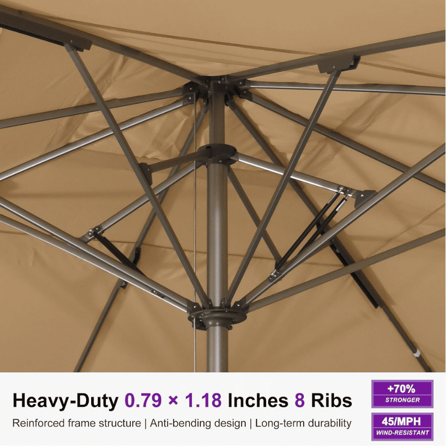 PURPLE LEAF – Parasol de terrasse semi-automatique extra-large Premium, modèle commercial pour jardin, café et hôtel
