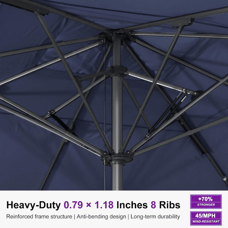 PURPLE LEAF – Parasol de terrasse semi-automatique extra-large Premium, modèle commercial pour jardin, café et hôtel