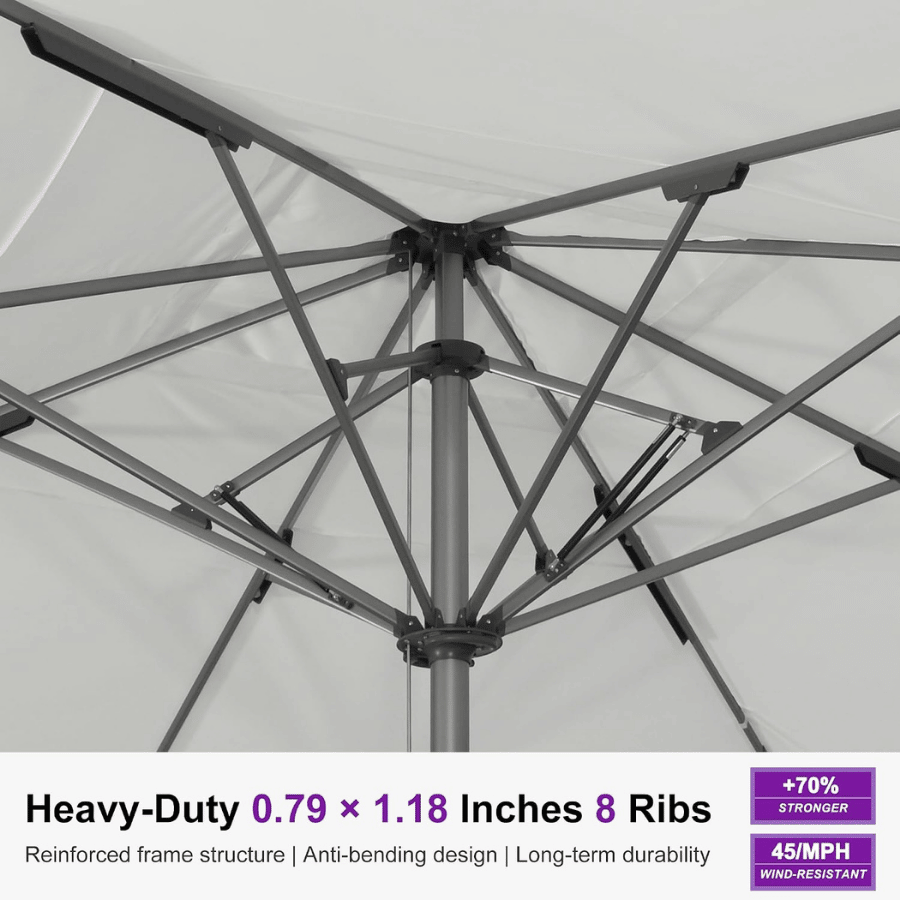 PURPLE LEAF – Parasol de terrasse semi-automatique extra-large Premium, modèle commercial pour jardin, café et hôtel