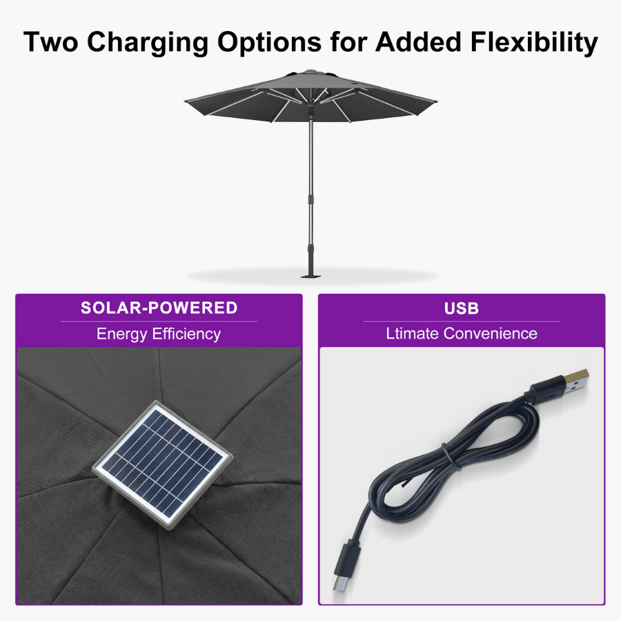 PURPLE LEAF – Parasol de terrasse semi-automatique extra-large Premium, modèle commercial pour jardin, café et hôtel
