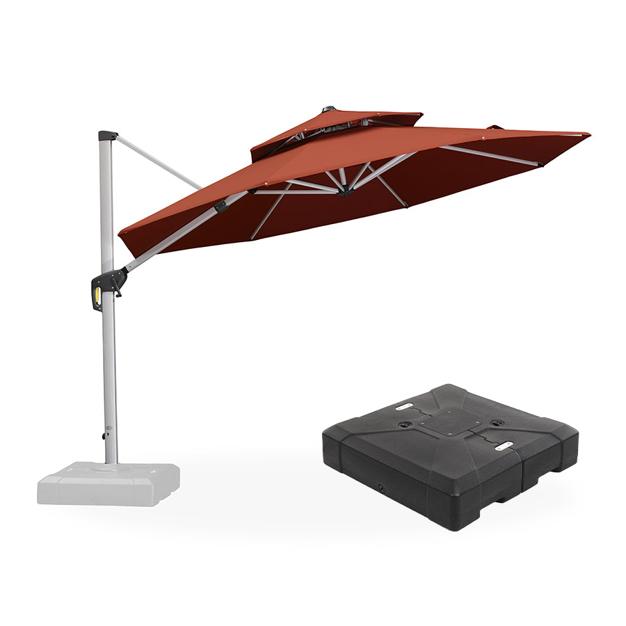 PURPLE LEAF – Parasol de terrasse rouge avec base, parasol extérieur déporté