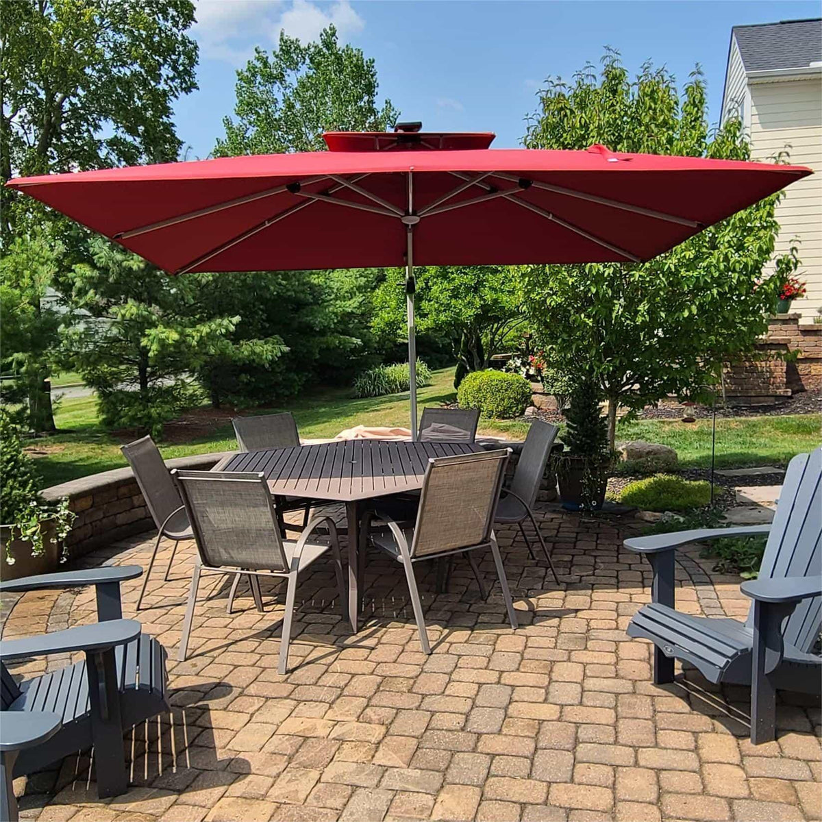 PURPLE LEAF – Parasol de terrasse rectangulaire à LED alimenté à l’énergie solaire avec éclairage