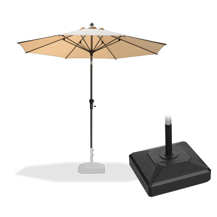 PURPLE LEAF Milan – Parasol rond inclinable de terrasse avec base pour table de porche