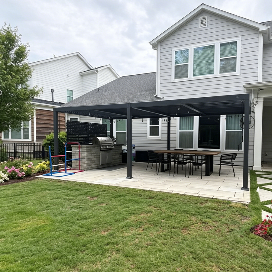 PURPLE LEAF Caesar – Pergola extérieure à lames orientables avec toit rigide réglable, gris