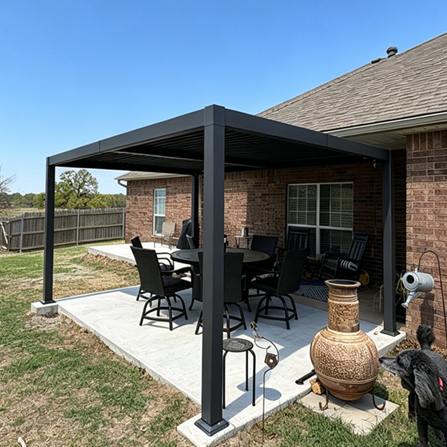 PURPLE LEAF Caesar – Pergola extérieure à lames orientables avec toit rigide réglable, gris