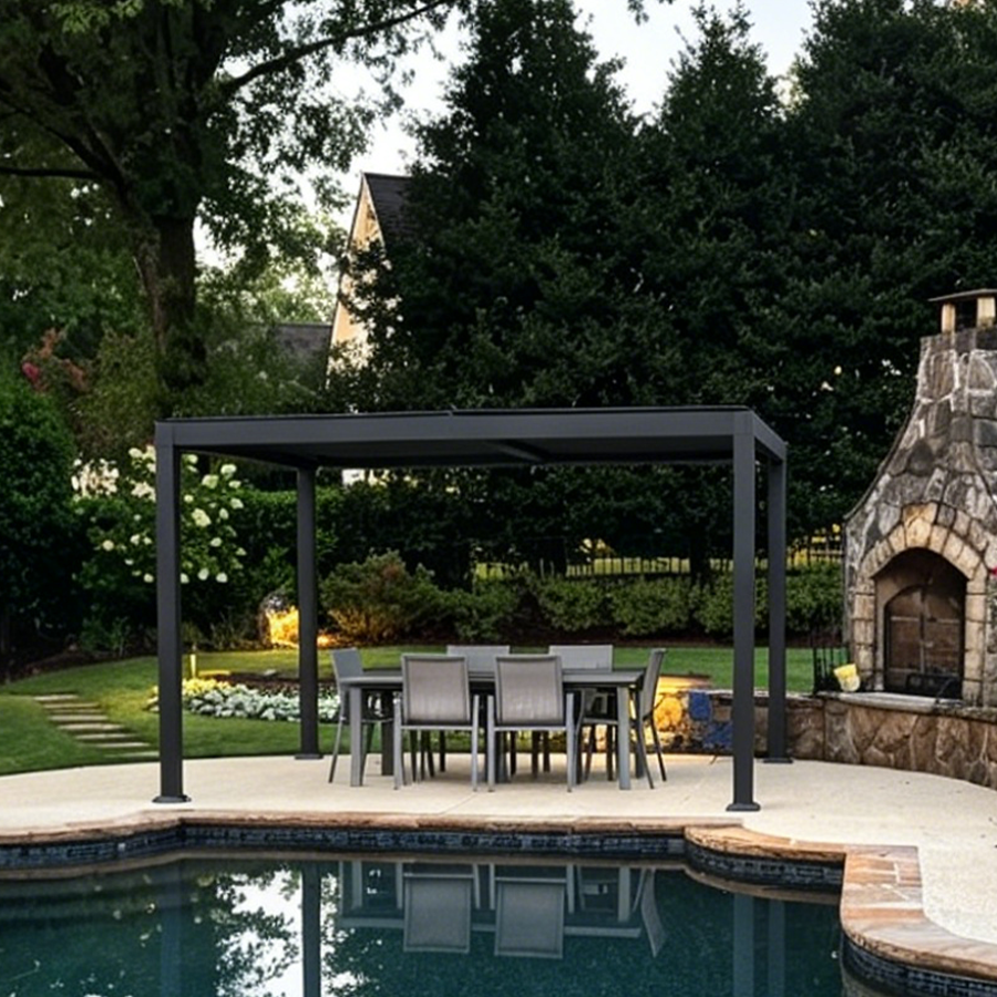 PURPLE LEAF Caesar – Pergola extérieure à lames orientables avec toit rigide réglable, gris