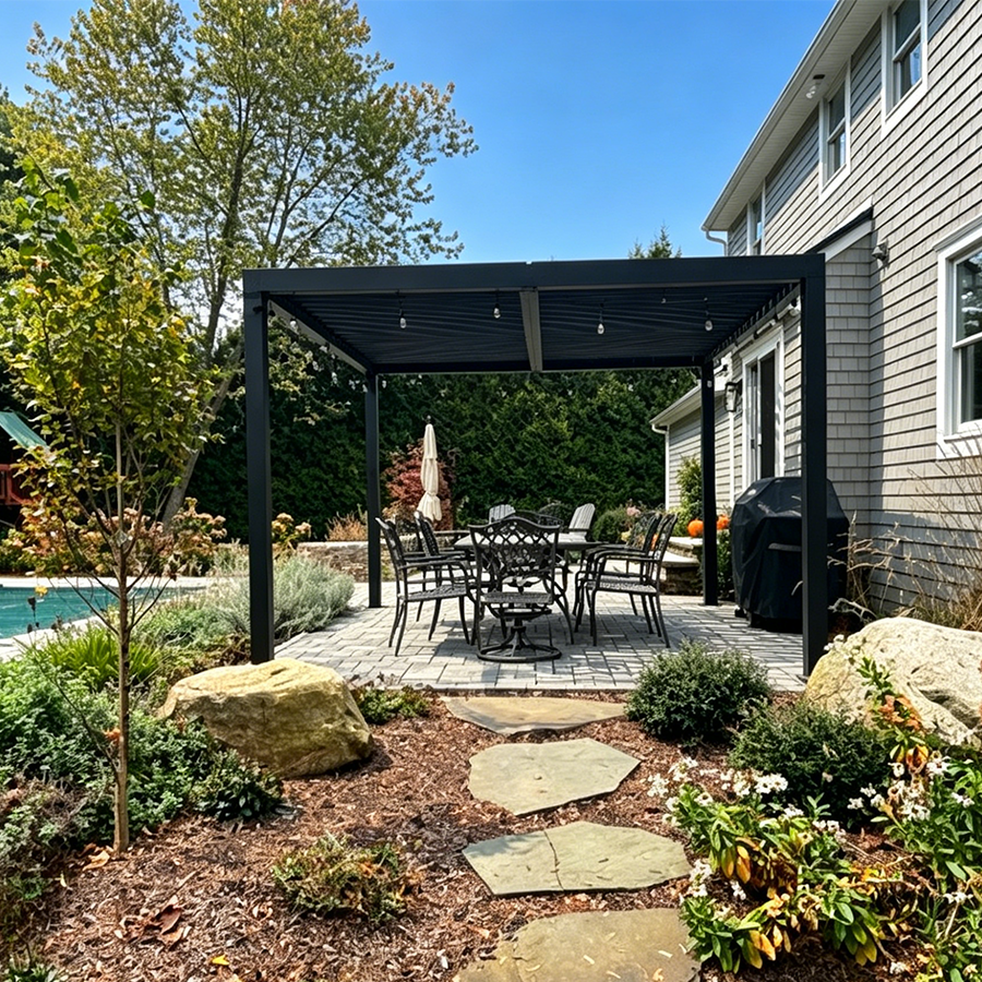 PURPLE LEAF Caesar – Pergola extérieure à lames orientables avec toit rigide réglable, gris