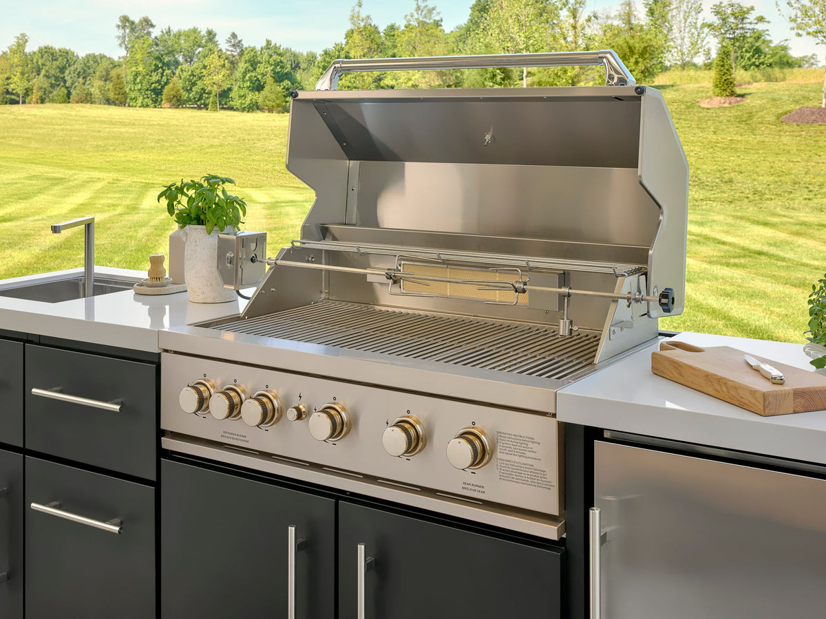 Emory | Îlot de cuisine extérieure 9-Foot avec barbecue encastrable