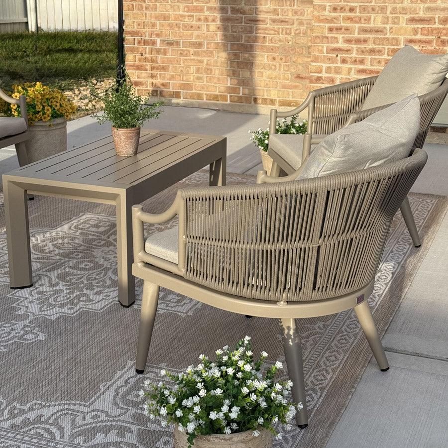 PURPLE LEAF Buler – Ensemble salon de terrasse moderne 4/8 pièces avec fauteuils en rotin, canapé et table basse pour bord de piscine