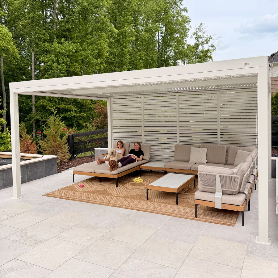PURPLE LEAF Sicilia – Canapé d’angle extérieur modulaire en L avec coussins Oatmeal Greige, configuration flexible pour jardin et bord de piscine