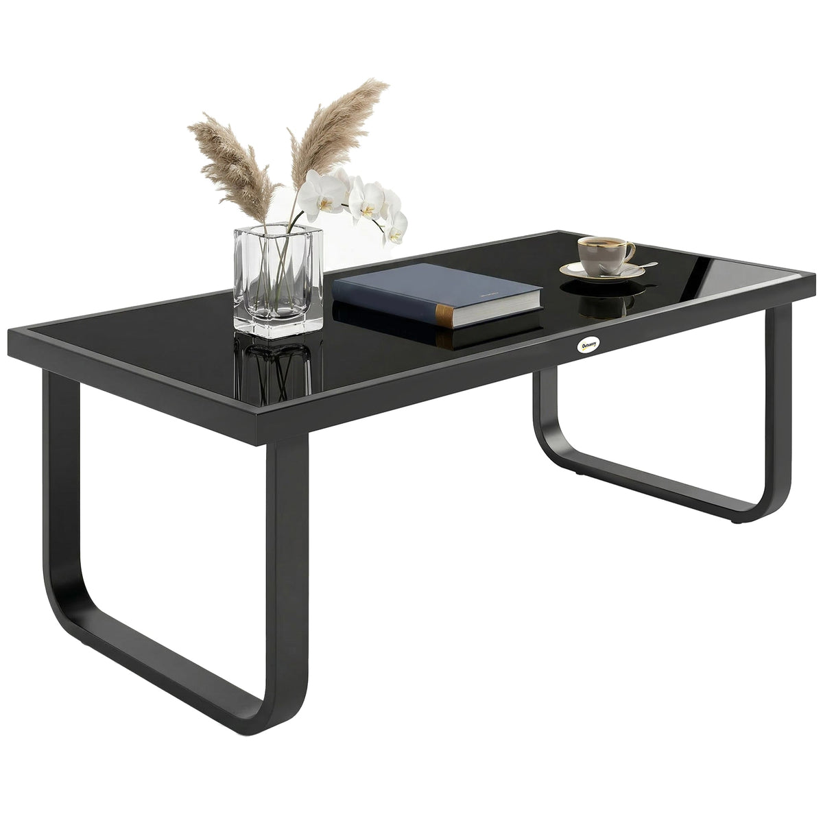 Table basse extérieure en métal et verre