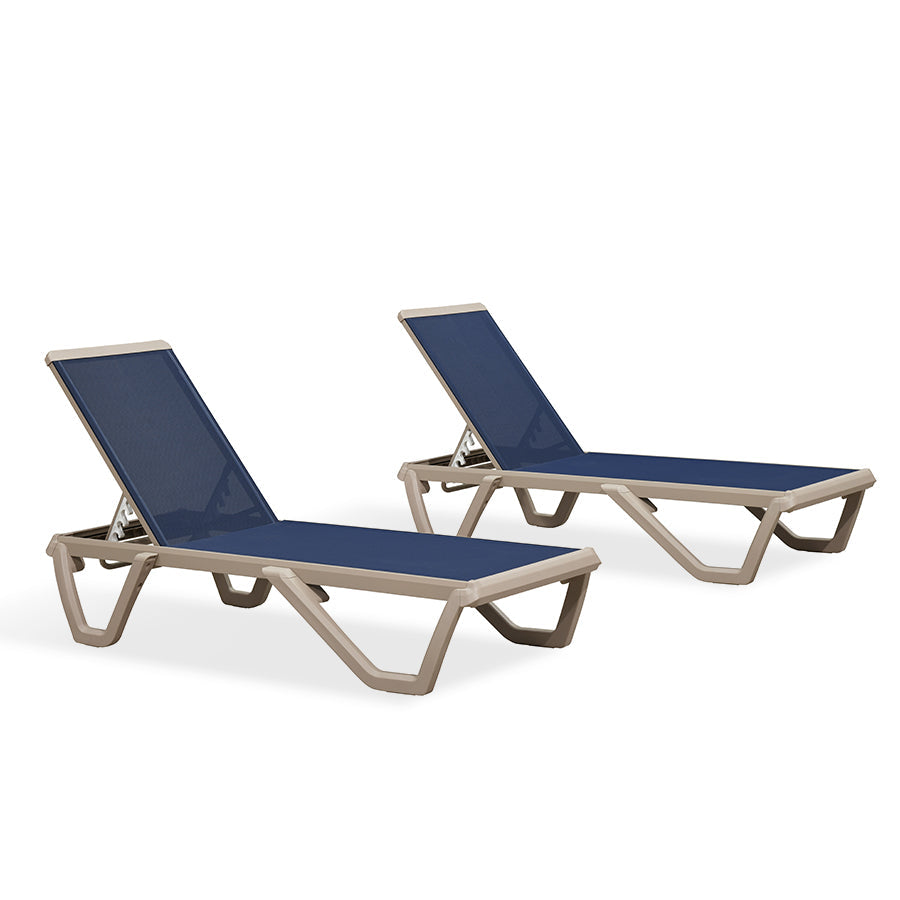 PURPLE LEAF – Chaise longue extérieure empilable en aluminium Champagne et plastique pour piscine, plage et terrasse