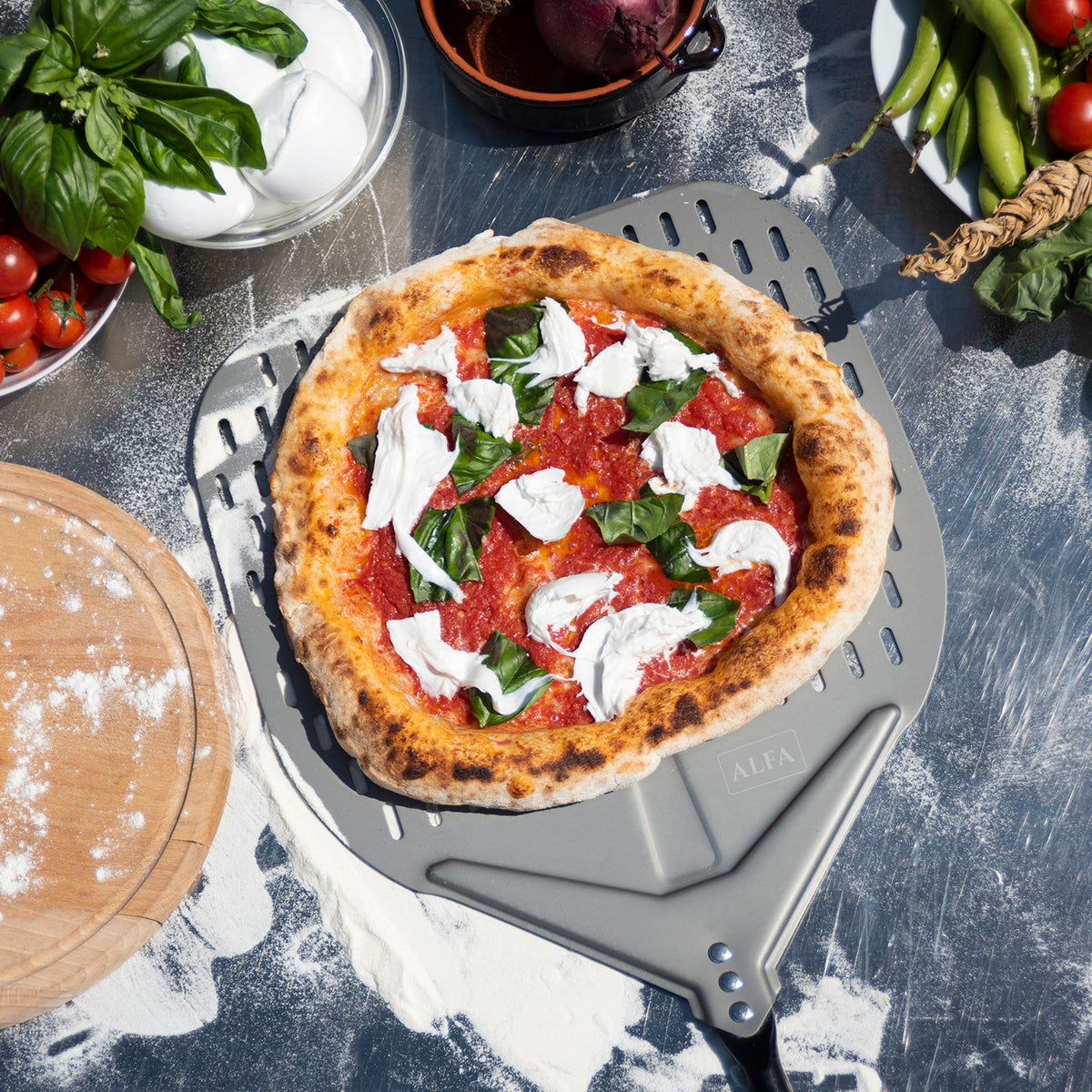Alfa 48 pouces – Ensemble 5 pièces de grandes pelles à pizza Wood