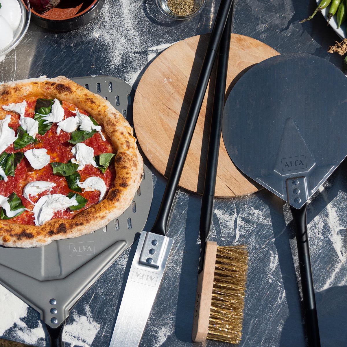Alfa 48 pouces – Ensemble 3 pièces de grandes pelles à pizza Gas