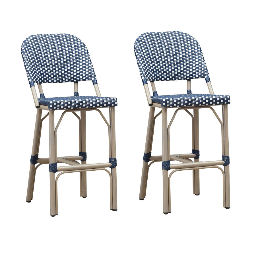 PURPLE LEAF – Lot de 2 tabourets de bar extérieurs style French Country en rotin, sans accoudoirs, pour porche, jardin ou cuisine