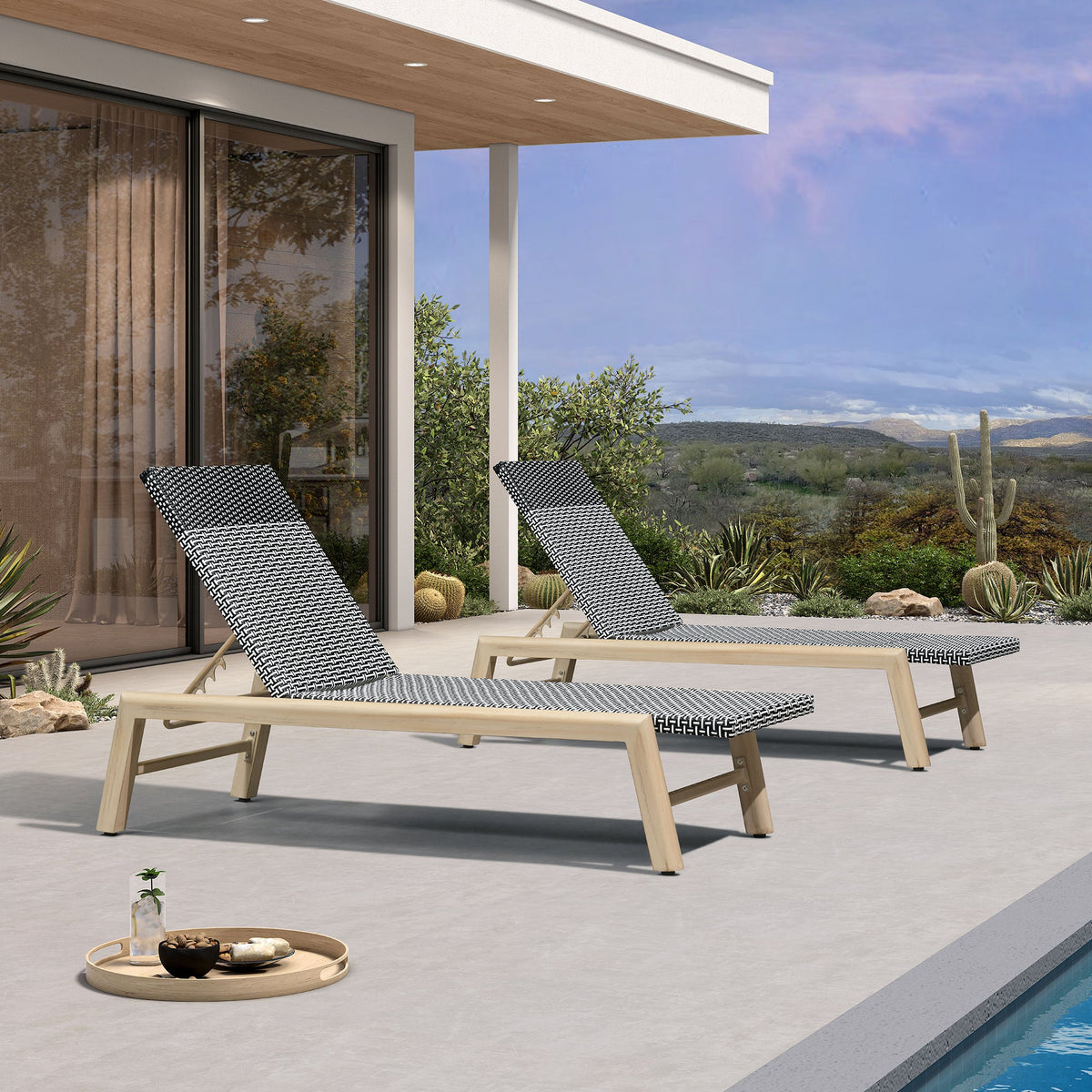 PURPLE LEAF – Chaises longues extra-larges en rotin PE et aluminium, réglables et inclinables pour piscine, terrasse et plage