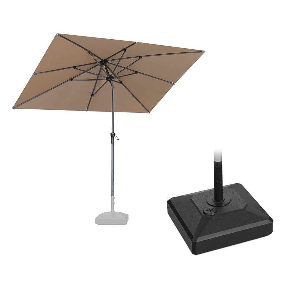 PURPLE LEAF – Parasol de marché extérieur rectangulaire pour terrasse avec manivelle, inclinaison et base