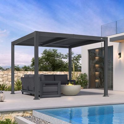 PURPLE LEAF Caesar – Pergola extérieure à lames orientables avec toit rigide réglable, gris