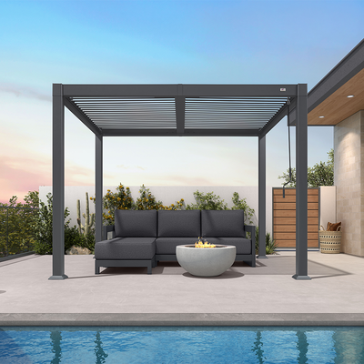 PURPLE LEAF Caesar – Pergola extérieure à lames orientables avec toit rigide réglable, gris