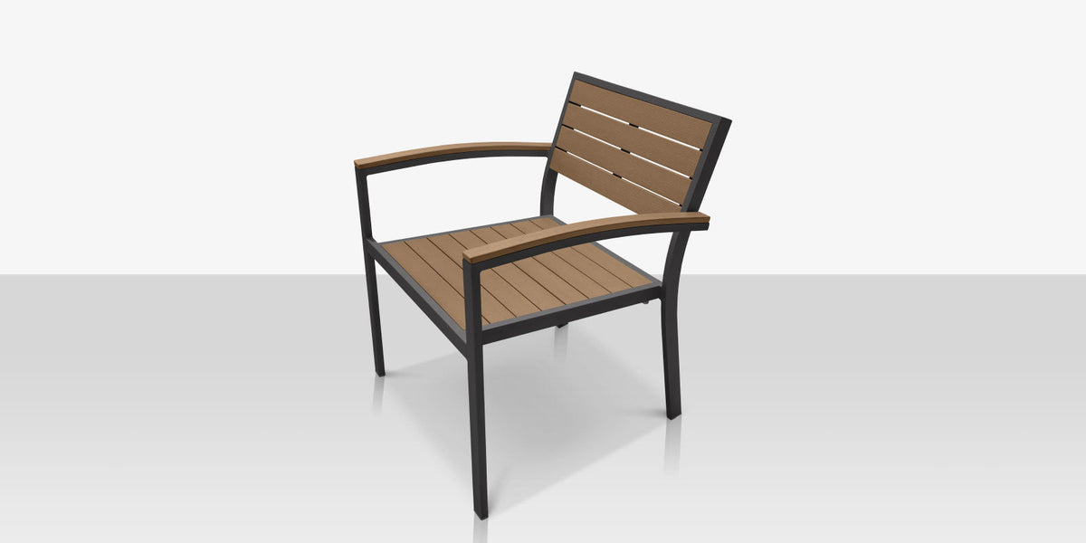 Napa – Fauteuil club, structure Tex Black / assise et dossier Teak