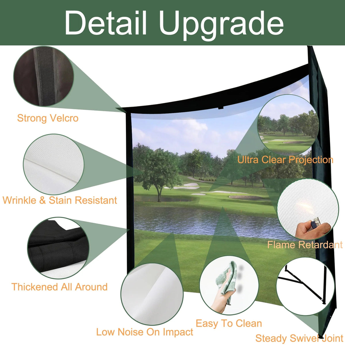 Kit DIY d’enceinte avec structure et écran d’impact pour simulateur de golf, tissu résistant avec Velcro, bordure noire renforcée, 9.8'X9.8'X4.9'