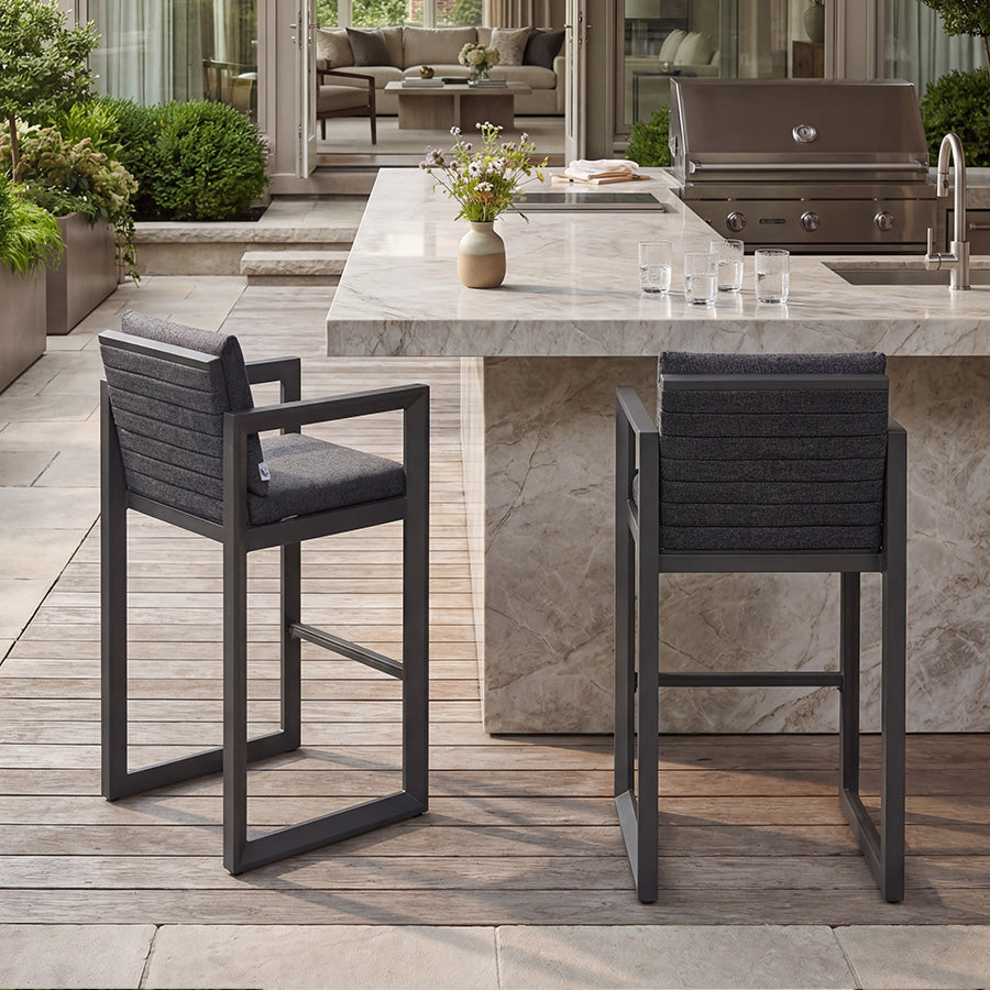 PURPLE LEAF Caesar – Tabourets de bar modernes en aluminium avec coussins amovibles pour cuisine, îlot extérieur et jardin