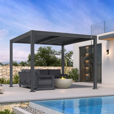 PURPLE LEAF Caesar – Pergola extérieure à lames orientables avec toit rigide réglable, gris