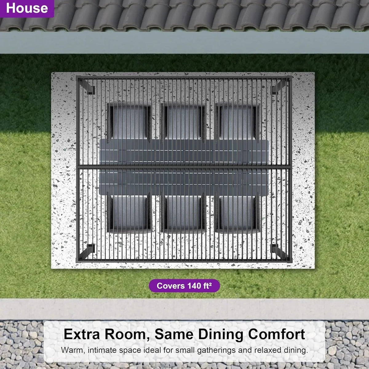 PURPLE LEAF Caesar – Pergola extérieure à lames orientables avec toit rigide réglable, gris