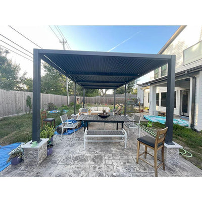 PURPLE LEAF Caesar – Pergola extérieure à lames orientables avec toit rigide réglable, gris