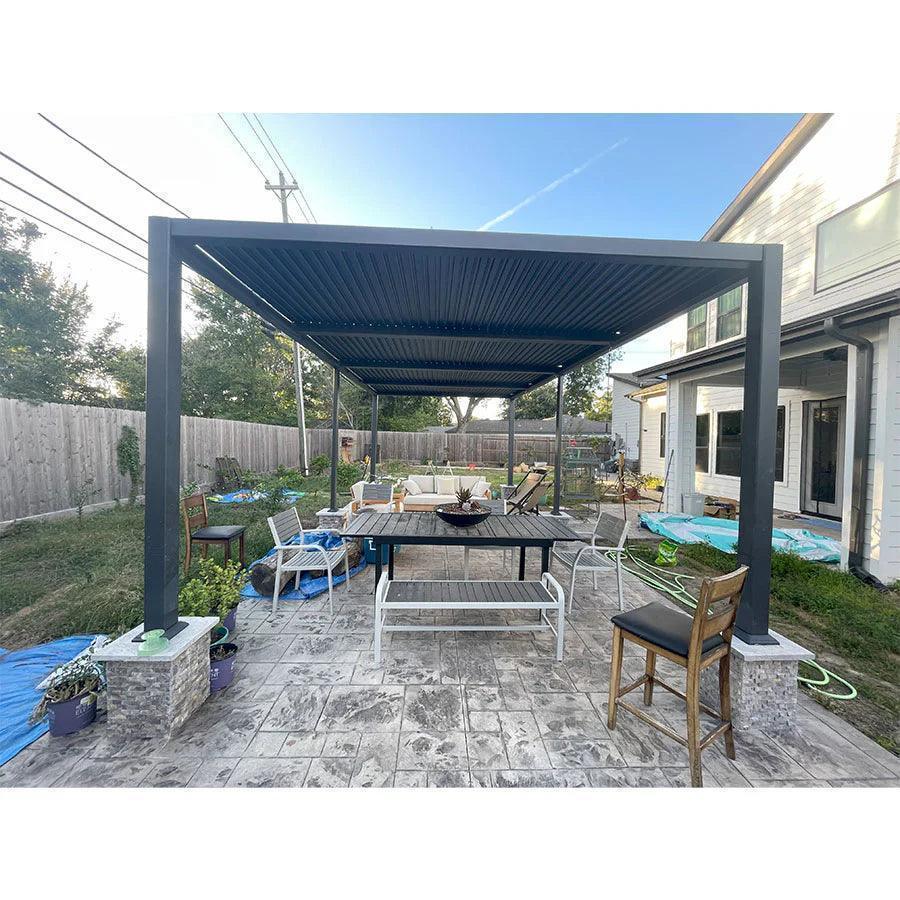 PURPLE LEAF Caesar – Pergola extérieure à lames orientables avec toit rigide réglable, gris