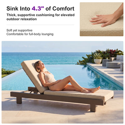 PURPLE LEAF – Lit de repos extérieur Standard avec coussin, tissu mélangé oléfine et structure en aluminium pour terrasse et piscine