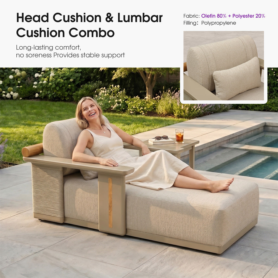 PURPLE LEAF – Chaise longue extérieure en aluminium avec oreiller, inclinable pour plage, piscine, pelouse et bain de soleil