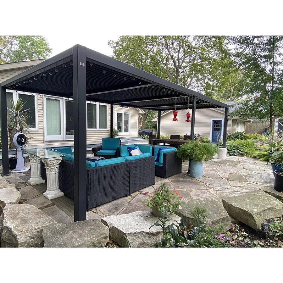 PURPLE LEAF Caesar – Pergola extérieure à lames orientables avec toit rigide réglable, gris