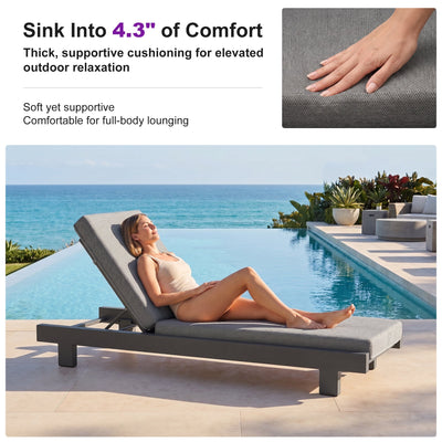 PURPLE LEAF – Lit de repos extérieur Standard avec coussin, tissu mélangé oléfine et structure en aluminium pour terrasse et piscine