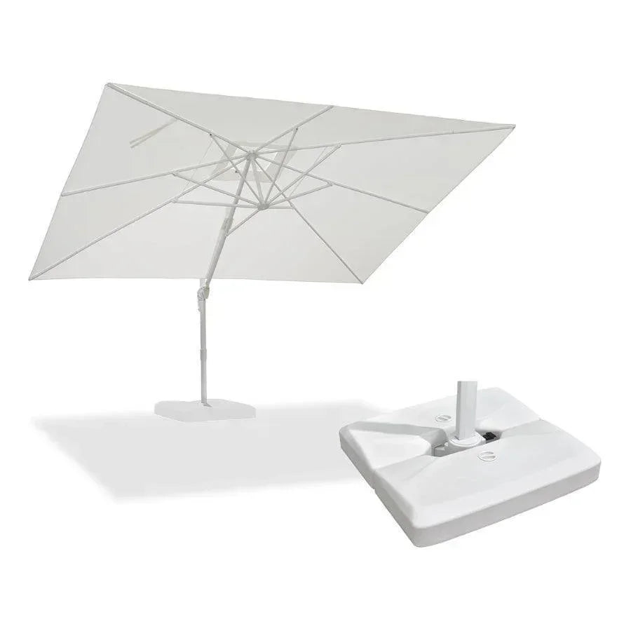 PURPLE LEAF – Parasol extérieur de terrasse avec base, parasol déporté blanc