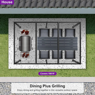 PURPLE LEAF Caesar – Pergola extérieure à lames orientables avec toit rigide réglable, gris