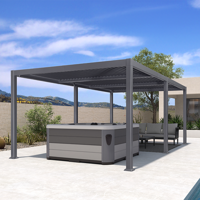 PURPLE LEAF Caesar – Pergola extérieure à lames orientables avec toit rigide réglable, gris