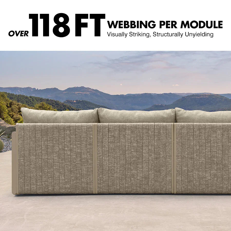 PURPLE LEAF Sanori Classical – Ensemble salon de terrasse beige sans table avec coussins pour terrasse