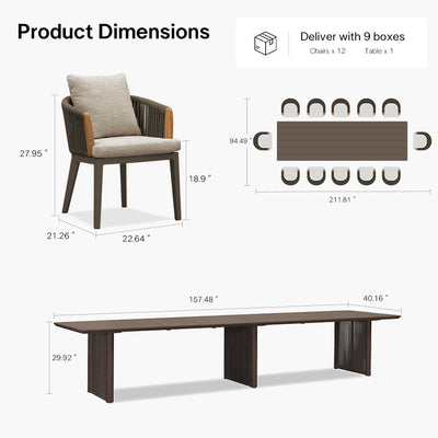PURPLE LEAF Hailar – Ensemble repas extérieur familial avec table et chaises de terrasse en aluminium et coussins en oléfine