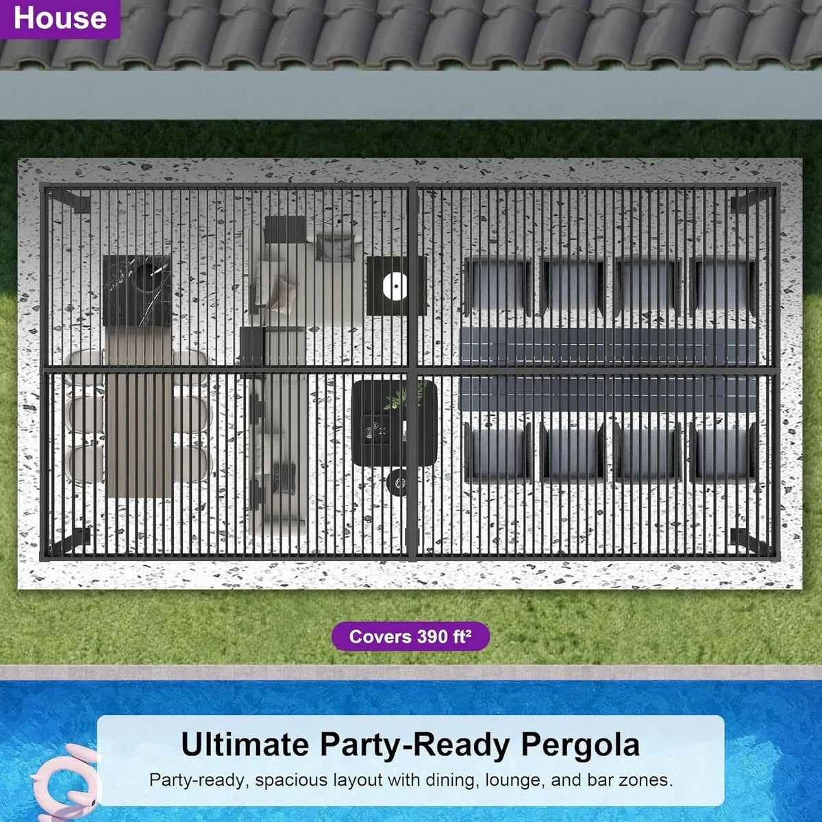 PURPLE LEAF Caesar – Pergola extérieure à lames orientables avec toit rigide réglable, gris