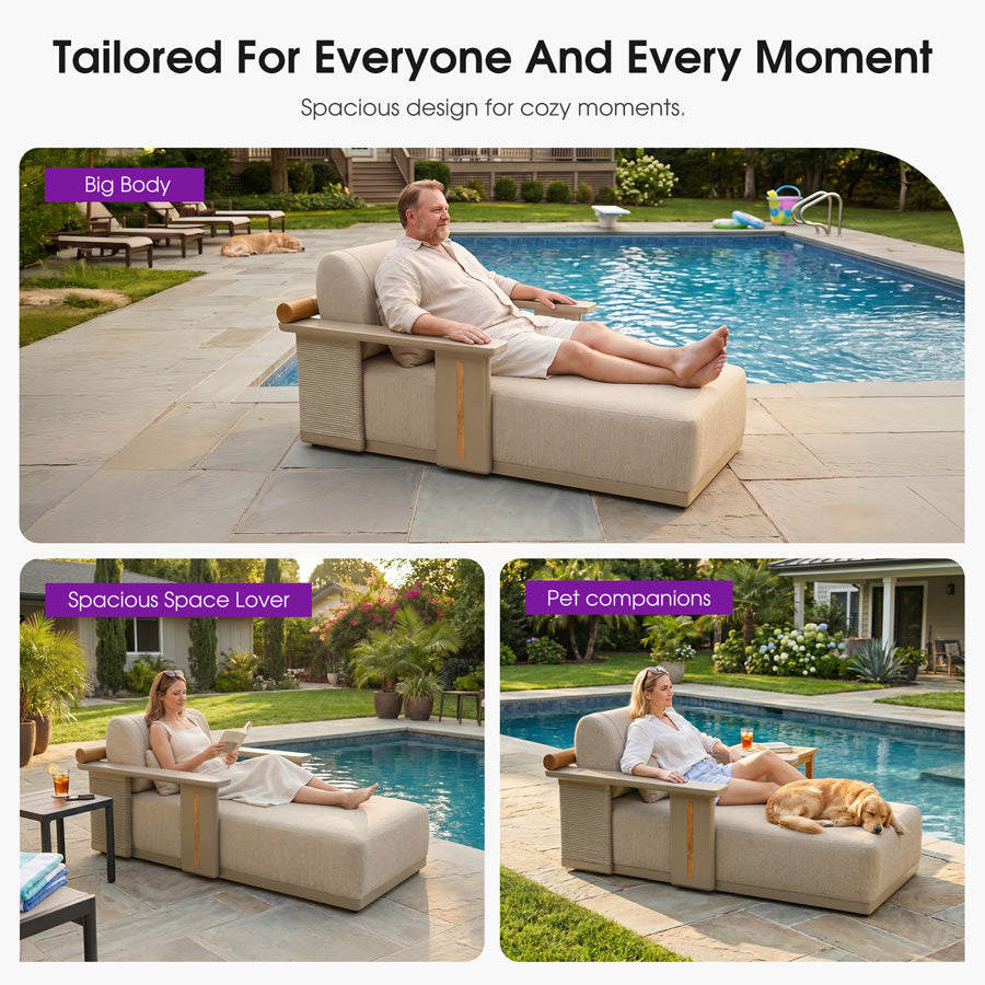 PURPLE LEAF – Chaise longue extérieure en aluminium avec oreiller, inclinable pour plage, piscine, pelouse et bain de soleil