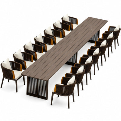 PURPLE LEAF Hailar – Ensemble repas extérieur familial avec table et chaises de terrasse en aluminium et coussins en oléfine