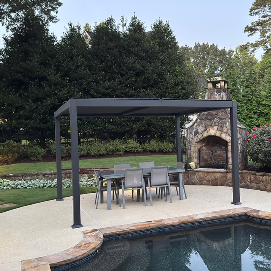 PURPLE LEAF Caesar – Pergola extérieure à lames orientables avec toit rigide réglable, gris