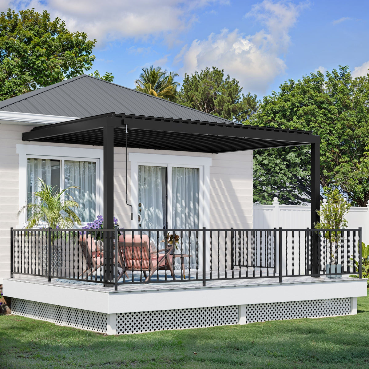 Evanston 14x10 – Pergola murale à lames orientables