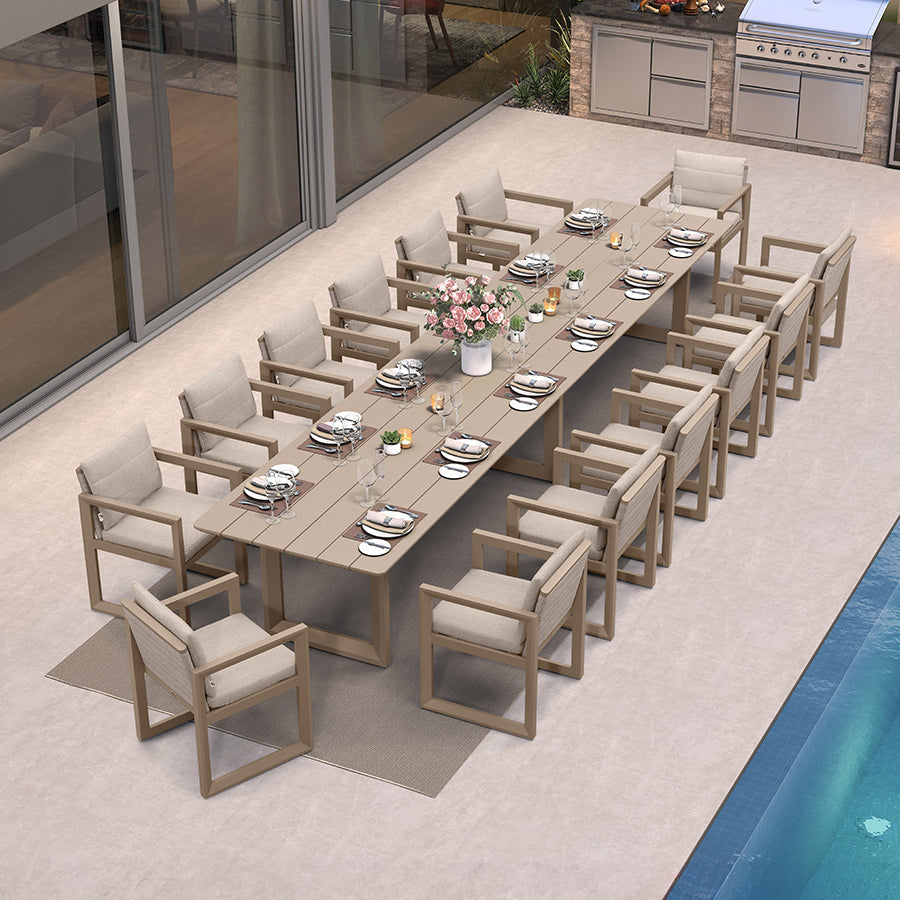PURPLE LEAF Caesar – Ensemble repas extérieur haut de gamme en aluminium avec table, chaises, coussins épais amovibles oléfine et oreillers