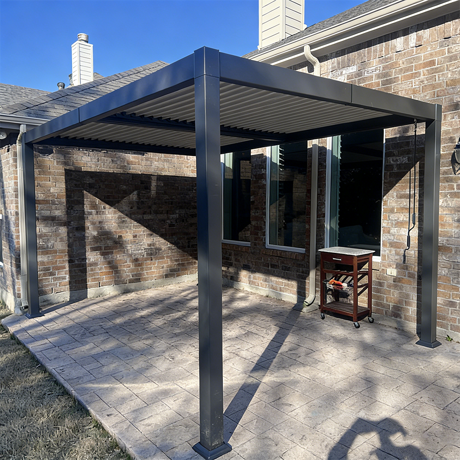 PURPLE LEAF Caesar – Pergola extérieure à lames orientables avec toit rigide réglable, gris