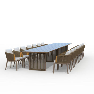 PURPLE LEAF Hailar – Ensemble repas extérieur familial avec table et chaises de terrasse en aluminium et coussins en oléfine