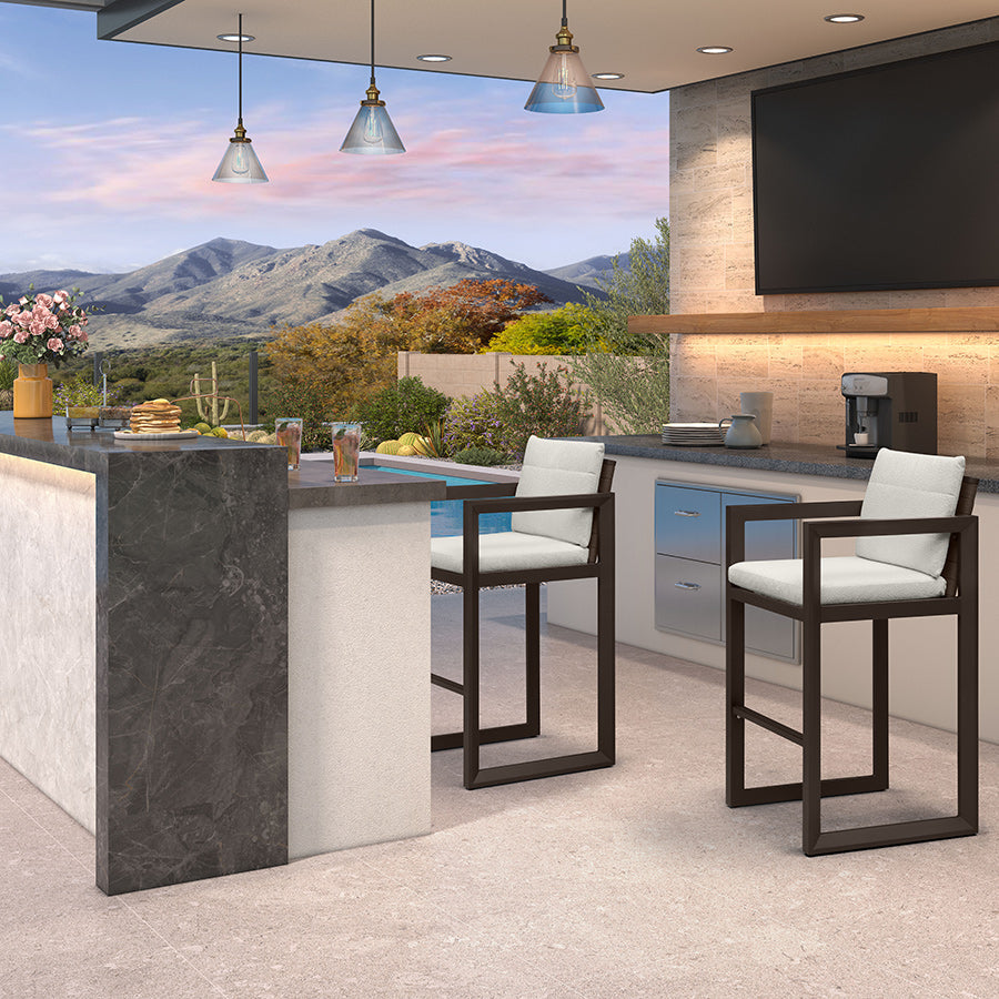 PURPLE LEAF Caesar – Tabourets de bar modernes en aluminium avec coussins amovibles pour cuisine, îlot extérieur et jardin