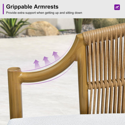 PURPLE LEAF Buler – Ensemble salon de terrasse moderne 4/8 pièces avec fauteuils en rotin, canapé et table basse pour bord de piscine