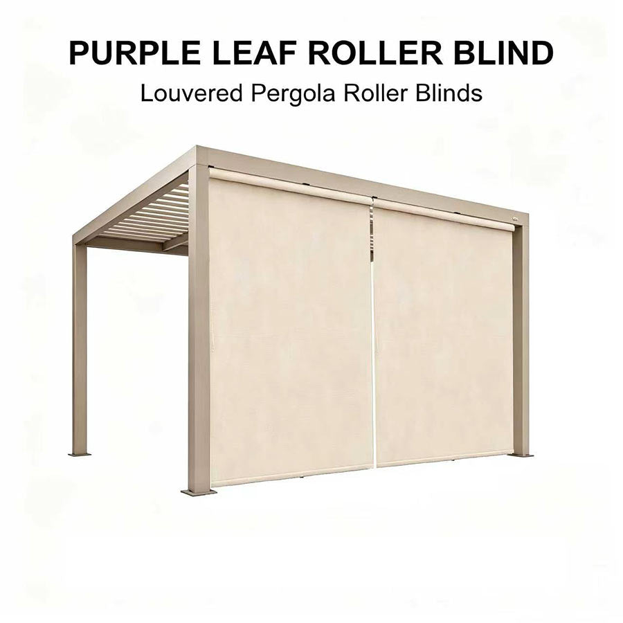 PURPLELEAF – Stores enrouleurs extérieurs Champagne unis pour pergolas à lames orientables, isolation thermique, tissu UV et imperméable, protection de l’intimité